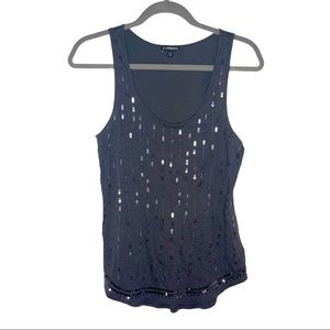 EXPRESS Gray Rhinestone Embellished Tank S